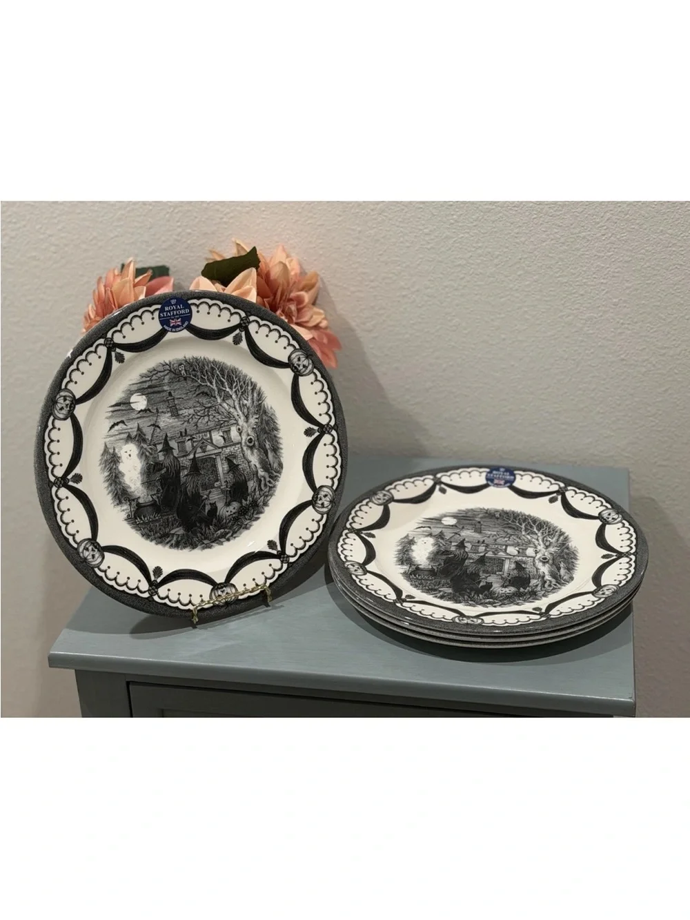 The Witches Coven Dinner Plates By Royal Stafford Halloween 11 Inch Set Of 4 New